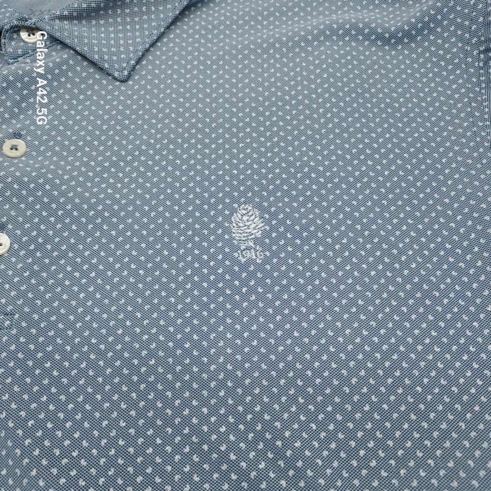 Johnnie-O Mens XXL Lake Blue Micro Diamond Performance Polo Shirt JMPO3400 - Picture 3 of 7